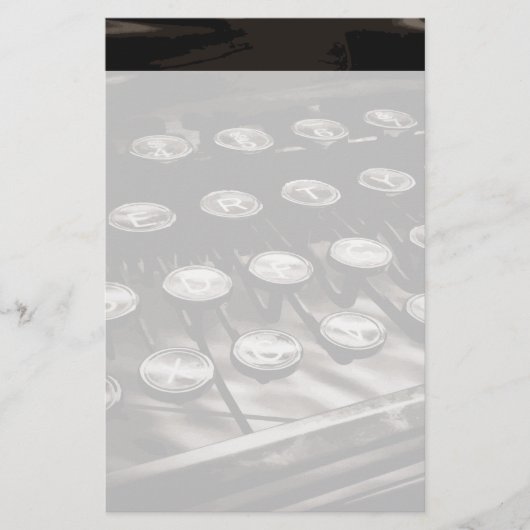 旧アンティークタイプライター鍵白黒 便箋 (正面)