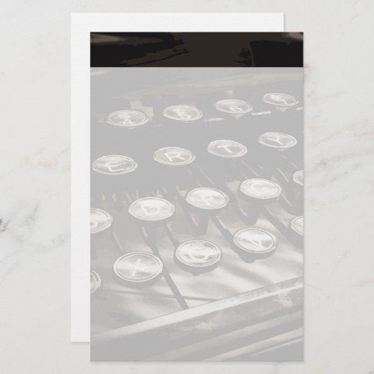 旧アンティークタイプライター鍵白黒 便箋 (正面/裏面)