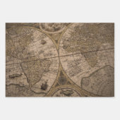 旧アンティークワールドマップ紙シート ラッピングペーパーシート (正面3)