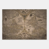 旧アンティークワールドマップ紙シート ラッピングペーパーシート (正面2)