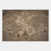 旧アンティークワールドマップ紙シート ラッピングペーパーシート (正面)