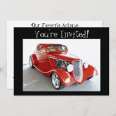旧アンティークヴィンテージレッドカー招待されました! 招待状 (正面/裏面)
