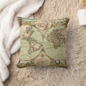 旧アンティークヴィンテージ一般世界地図 クッション (ブランケット)