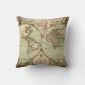 旧アンティークヴィンテージ一般世界地図 クッション (裏面)