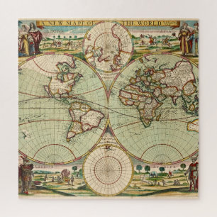 旧アンティークヴィンテージ一般世界地図 ジグソーパズル