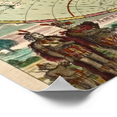 旧アンティークヴィンテージ一般世界地図 ポスター (角)