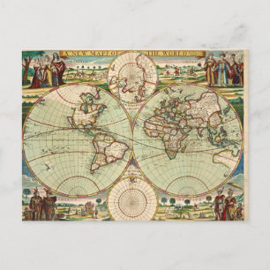 旧アンティークヴィンテージ一般世界地図 ポストカード