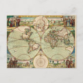 旧アンティークヴィンテージ一般世界地図 ポストカード (正面)