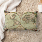 旧アンティークヴィンテージ一般世界地図 ランバークッション (ブランケット)