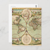 旧アンティークヴィンテージ一般世界葉書の地図 ポストカード (正面/裏面)