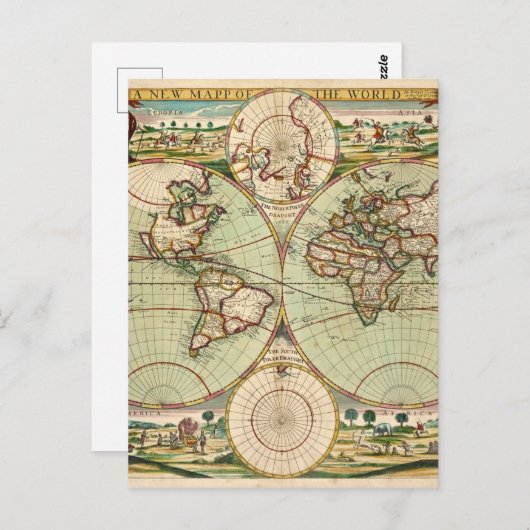 旧アンティークヴィンテージ一般世界葉書の地図 ポストカード (正面/裏面)