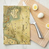 旧アンティーク世界地図 キッチンタオル (四つ折り)