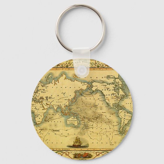 旧アンティーク世界地図 キーホルダー (正面)