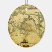 旧アンティーク世界地図 セラミックオーナメント (左)