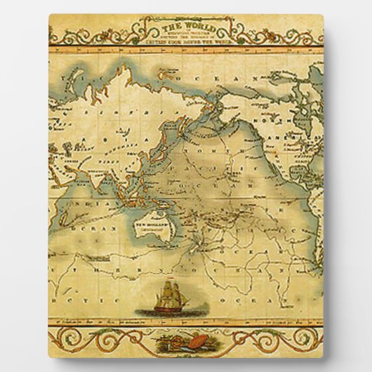 旧アンティーク世界地図 フォトプラーク (正面)