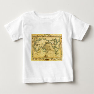 旧アンティーク世界地図 ベビーTシャツ