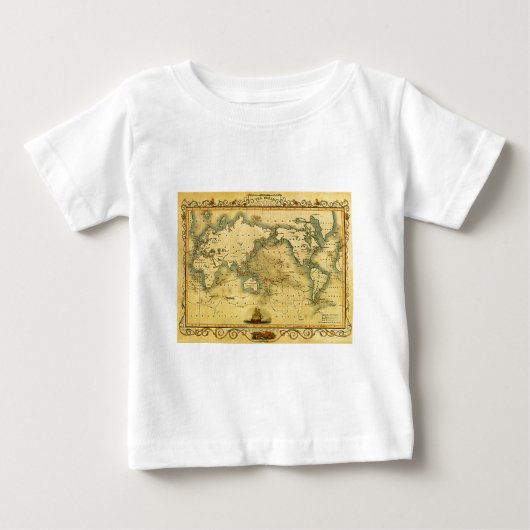 旧アンティーク世界地図 ベビーTシャツ (正面)