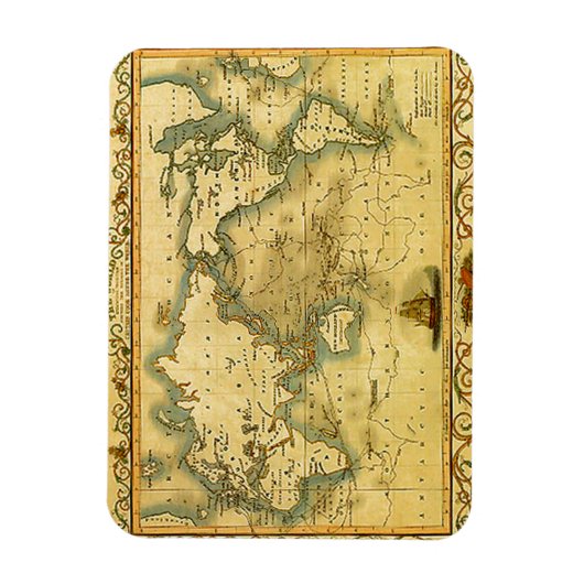 旧アンティーク世界地図 マグネット (縦)