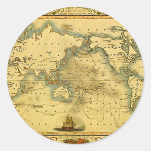 旧アンティーク世界地図 ラウンドシール