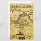 旧アンティーク世界地図 便箋 (正面/裏面)