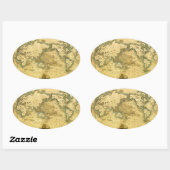 旧アンティーク世界地図 楕円形シール (シート)