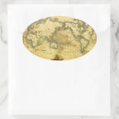 旧アンティーク世界地図 楕円形シール (バッグ)