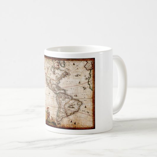 旧アンティーク北・南アメリカの地図 コーヒーマグカップ (正面右)