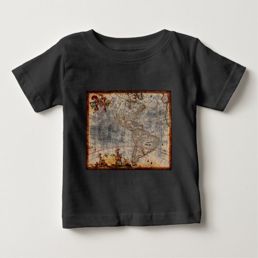 旧アンティーク北・南アメリカの地図 ベビーTシャツ (正面)
