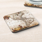 旧アンティーク北・南アメリカ地図リトグラフ コースター (左側)