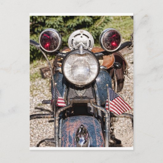 旧インディアン警察バイク ポストカード (正面)