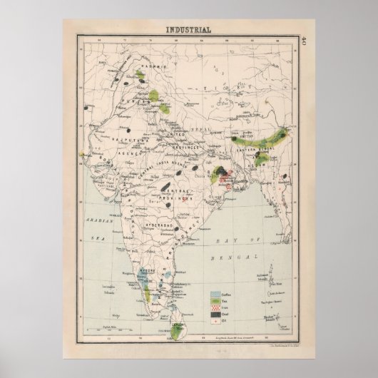 旧インド工業資源マップ(1907年) ポスター (正面)