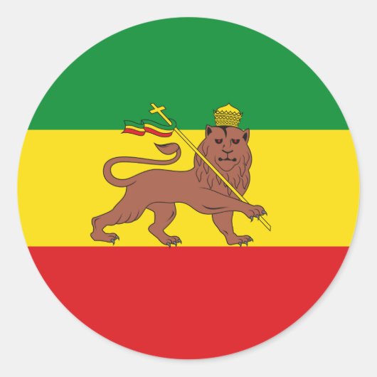 旧エチオピア国旗 ラウンドシール (正面)