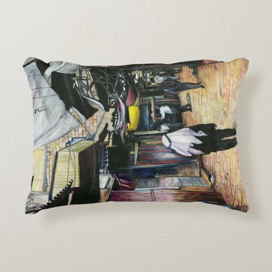 旧エルサレム旧市街地を歩いて家に帰る アクセントクッション (正面)