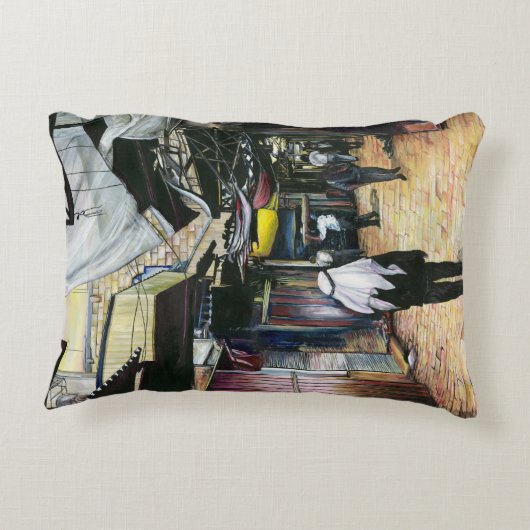 旧エルサレム旧市街地を歩いて家に帰る アクセントクッション (裏面)