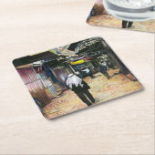 旧エルサレム旧市街地を歩いて家に帰る スクエアペーパーコースター (アングル)