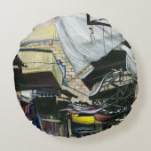 旧エルサレム旧市街地を歩いて家に帰る ラウンドクッション (裏面)