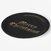 旧エレガント英レタリング金ゴールドメリークリスマス ペーパープレート (アングル)