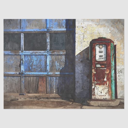 旧ガスステーションデカップージティッシュペーパー 薄葉紙 (正面)