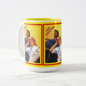 旧クラシック1939ソビエトポスタ来ー同志 ツートーンマグカップ (正面左)