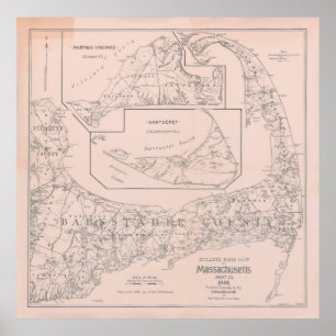 旧ケープコッドの地図(1891年) ポスター