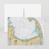 旧ケープコッド湾航海図 ポストカード (正面/裏面)
