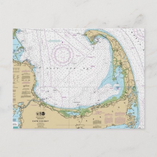 旧ケープコッド湾航海図 ポストカード (正面)