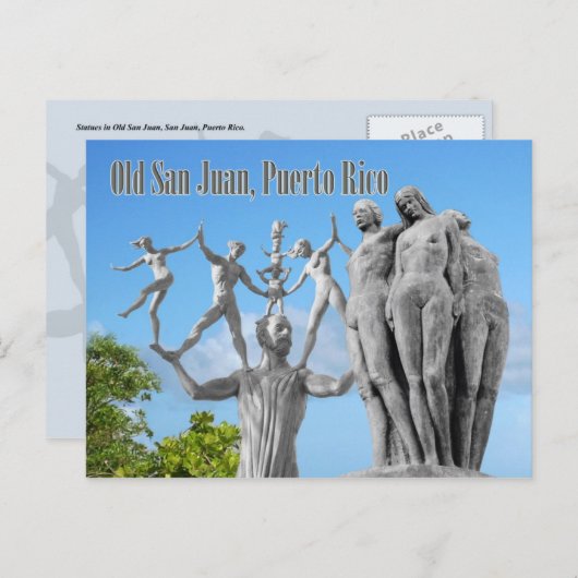 旧サン・フアンにある像, サン・フアン, プエルトリコ ポストカード (正面/裏面)