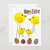 旧スタイルイエローチキンファミリーとイースターエッグ シーズンポストカード (正面/裏面)