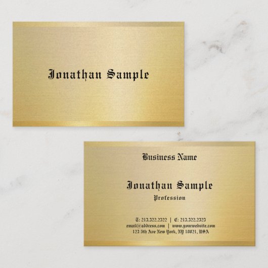 旧スタイル文字金ゴールドヴィンテージノスタルジッククラシックな外観 名刺 (正面/裏面)