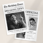 旧スタイル新聞写真誕生日パーティー 招待状