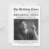 旧スタイル新聞写真誕生日パーティー 招待状 (正面)