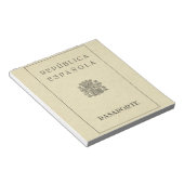 旧スペインの共和国パスポート(セピア紙) ノートパッド (アングル)