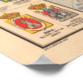 旧スペインの地図(1892)ヴィンテージスペインの家紋 ポスター (角)