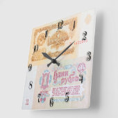 旧ソ連1ルーブル紙幣 スクエア壁時計 (傾斜)